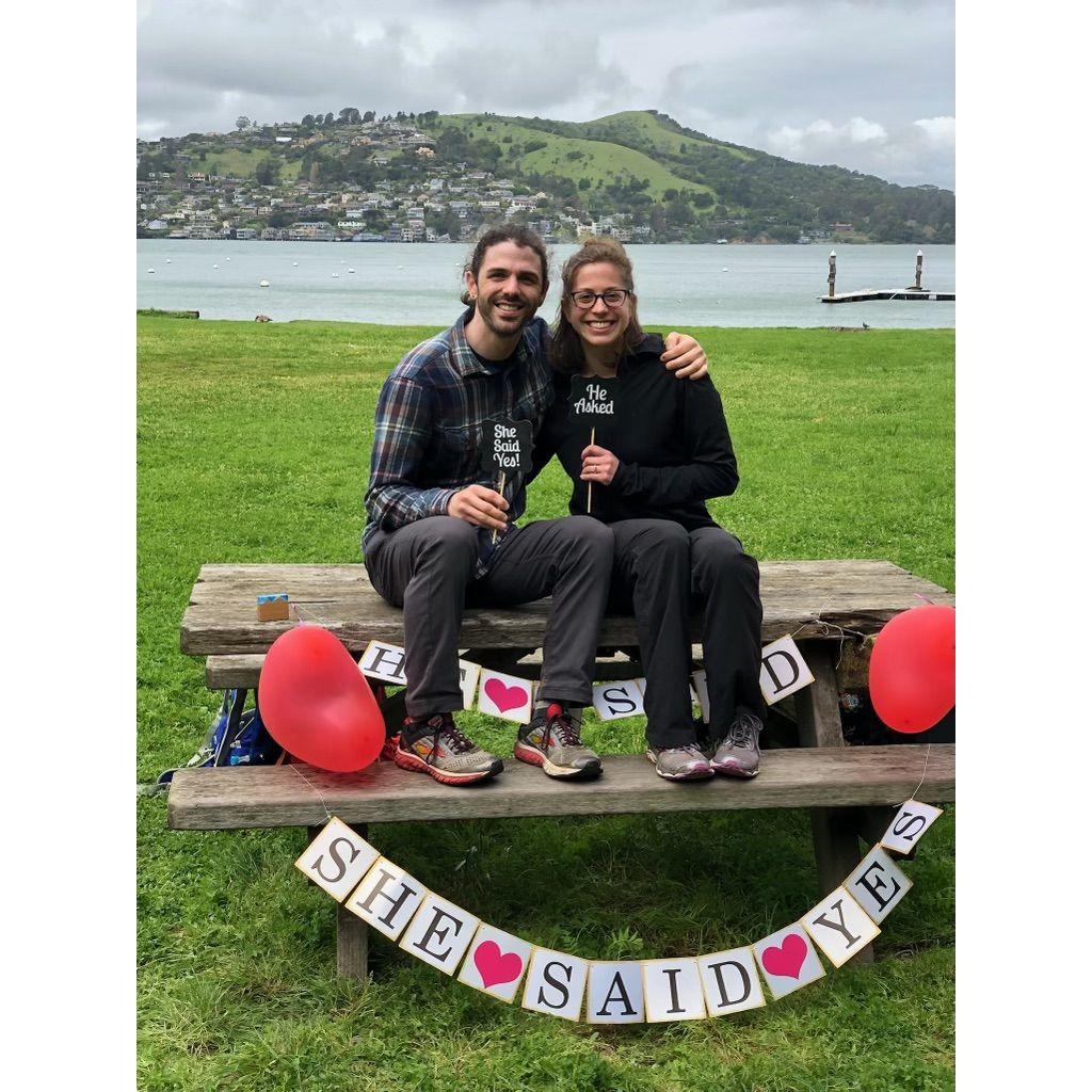 Celebrating our engagement on Angel Island in San Francisco, CA