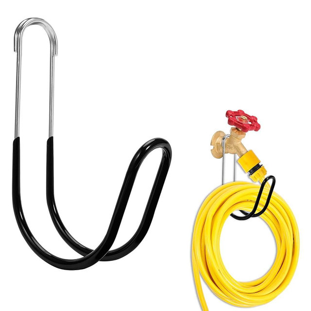 Yoniccal Garden Hose Holder Water Hose Hanger Wall Mounted,304Stainless Steel Solid Hose Hook Holds Up to 50Ft Garden Hose, Expandable Hose, Water Hose(Black Paint 1pcs)
