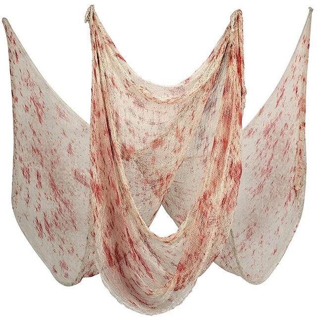 6 Pack Halloween Creepy Cloth 30 x 72 Inch Spooky Halloween Hanging Decorations Scary Gauze Cloth Doorways for Halloween Party Haunted House Outdoor Yard Home Wall Decoration（Blood