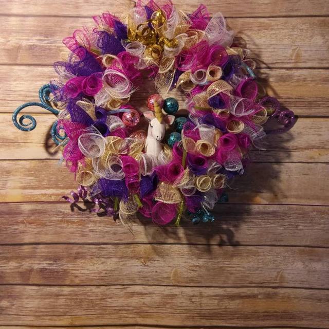 Colorful unicorn wreath