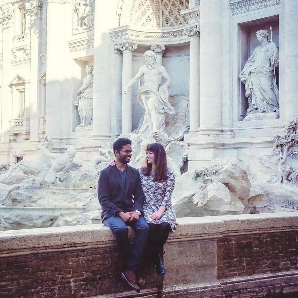 Here we are at the Fontana di Trevi!