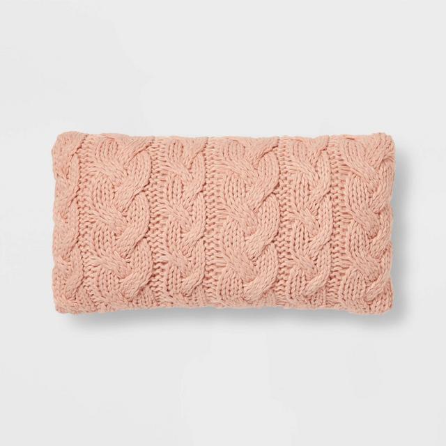 Oversized Chunky Cable Knit Lumbar Throw Pillow Blush - Threshold™