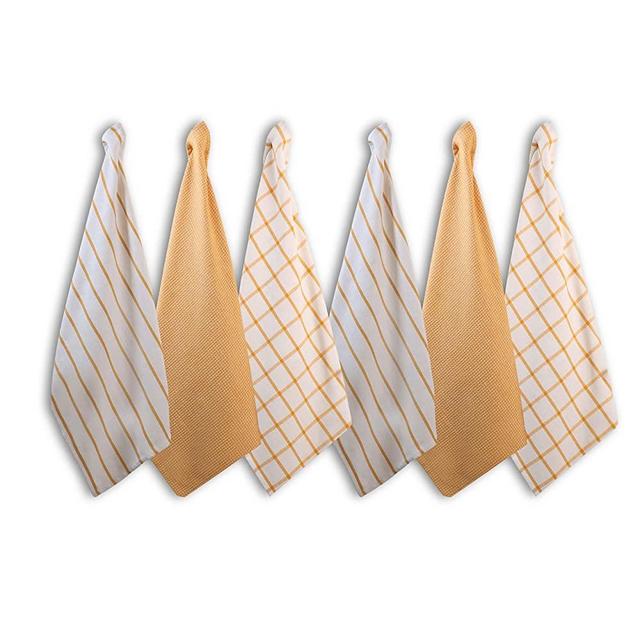 Kitchen Towels Set - Pack of 6 Cotton Dish Towels for Drying Dishes, 18”x 28”, Kitchen Hand Towels, Absorbent Tea Towels, Premium Dish Towels for Kitchen, Quick Drying Kitchen Towel Set - Yellow