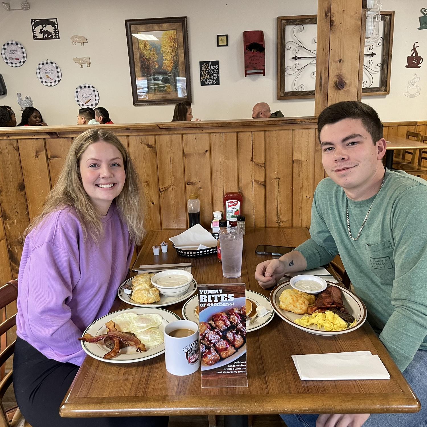 Us having breakfast in Pigeon Forge, this was our first trip together.