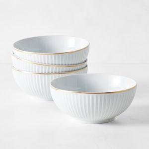 Pillivuyt Plisse Gold Porcelain Bowls (4)