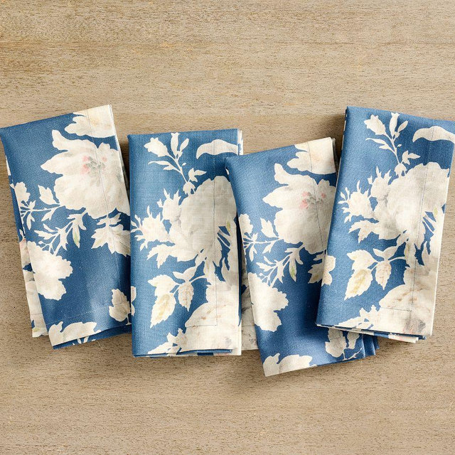 Bethany Organic Cotton Napkins, Set of 4 - Blue Multi