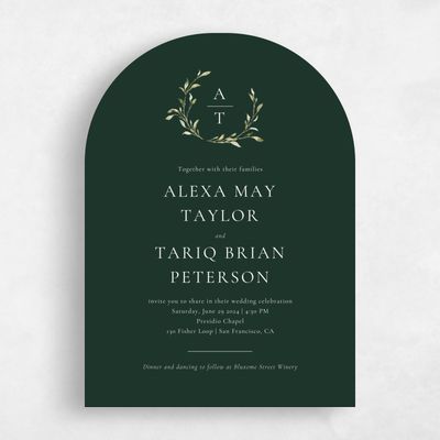 Green Arch Wedding Invitation - Somerset Portrait