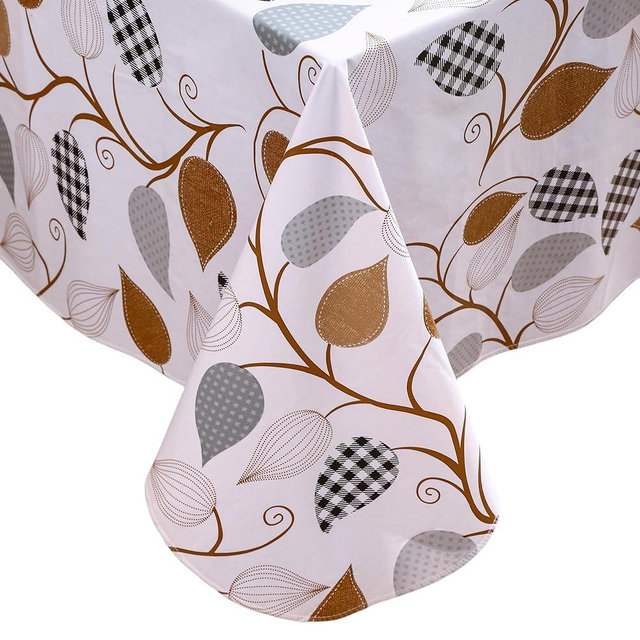 HRNJJYP Heavy Duty Vinyl Tablecloth with Flannel Backing Waterproof Oil-Proof Plastic Table Cloth Stain-Resistant Wipeable Rectangle or Square Table Cover for Dining, Camping (Leaves, 54X54 Inch)