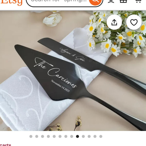 Personalized Wedding Cake Knife Set,Custom Engraved Stainless Steel Keepsake For Couple