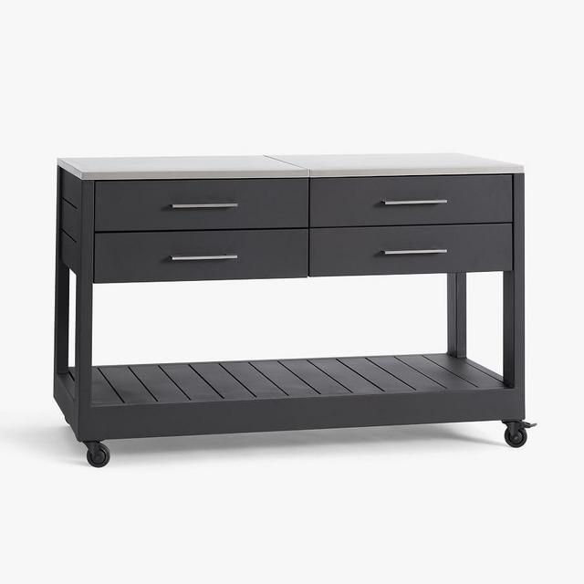 Malibu Metal Outdoor Kitchen Island, Black