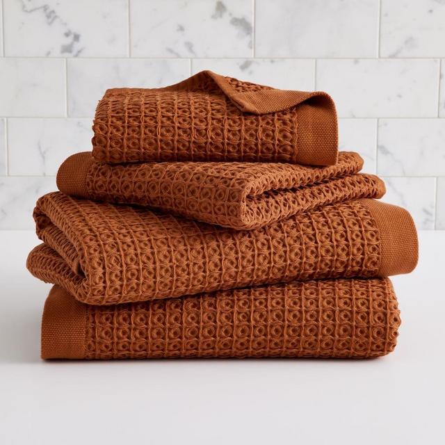 Organic Plush Waffle Towel, Copper , Set of 4