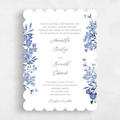 Blue Scalloped Wedding Invitation - Lombardy Classic