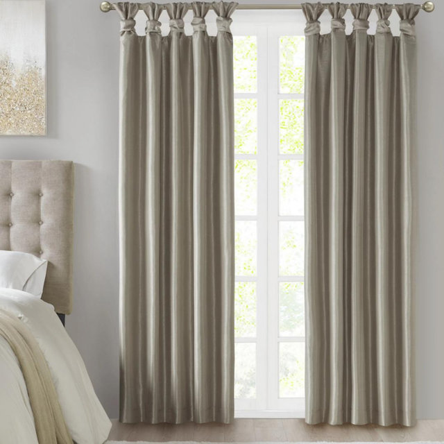 Madison Park 1-Panel Natalie 100% Blackout Thermal Twist Tab Window Curtain - Pewter, 50X84