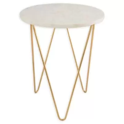 O&O by Olivia & Oliver™ Round Marble/Steel Side Table in Gold