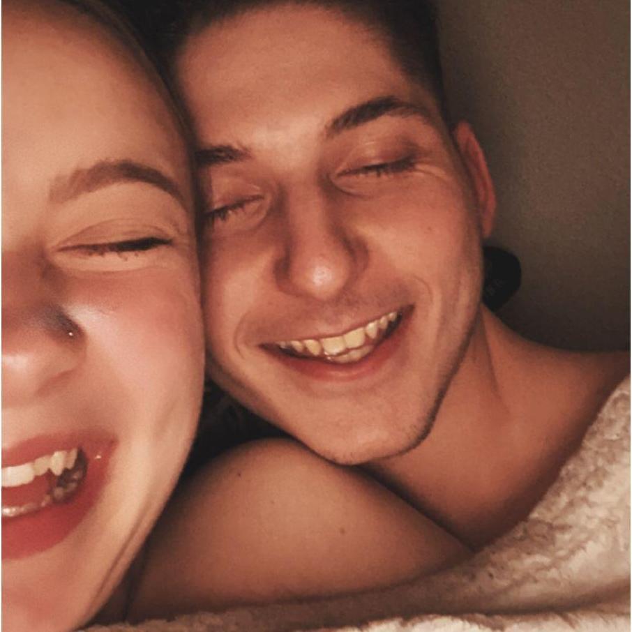 I accidentally took this picture but it truly shows how we spend every night together.
