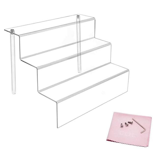 Combination of Life 3 Steps Acrylic Riser Display Stand Shelf for Amiibo Funko Pops Figures Clear 9 inches W by 6.25 inches D