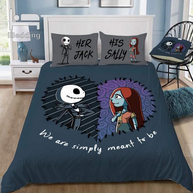 Nais Hot Movie The Nightmare Before Christmas 3D Bedding Set Printed Duvet Cover Set Twin Full Queen King Size (1,US King)