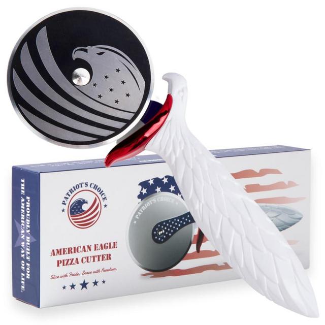 Patriot's Choice American Eagle Stainless Steel Pizza Cutter Wheel – Ultra Sharp with Built-In Finger Guard - Patriotic Kitchen Tools & Pizza Accessories Gift for Men - Dishwasher Safe 10"