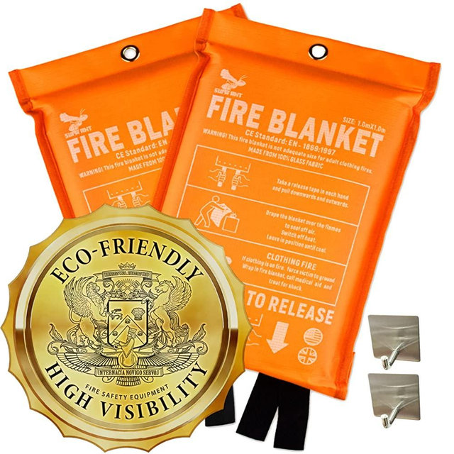 Supa Ant "Glow in The Dark Fire Blanket – 39.3in & 47in CE Certified Fire Blankets – Eco-Friendly Fire Suppression Survival Kits - Emergency Fire Blanket - Fire Blanket - Fire Blanket for Home
