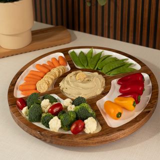 Wood & White Compartment Lazy Susan