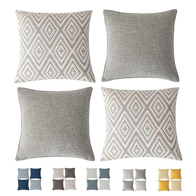 HPUK Decorative Throw Pillow Covers Set of 4 Couch Pillows Accent Cushion Cover for Couch Sofa Living Room, 20"x20" inches, Grey