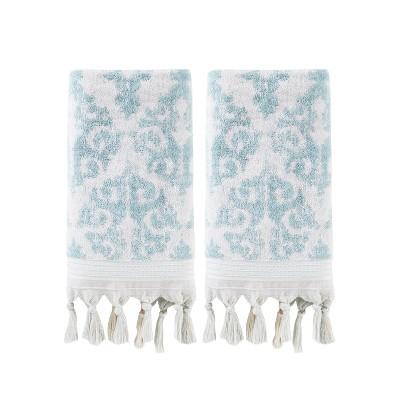 2pc Mirage Fringe Hand Towel Bath Towels Sets Aquarium Blue - Saturday Knight Ltd.