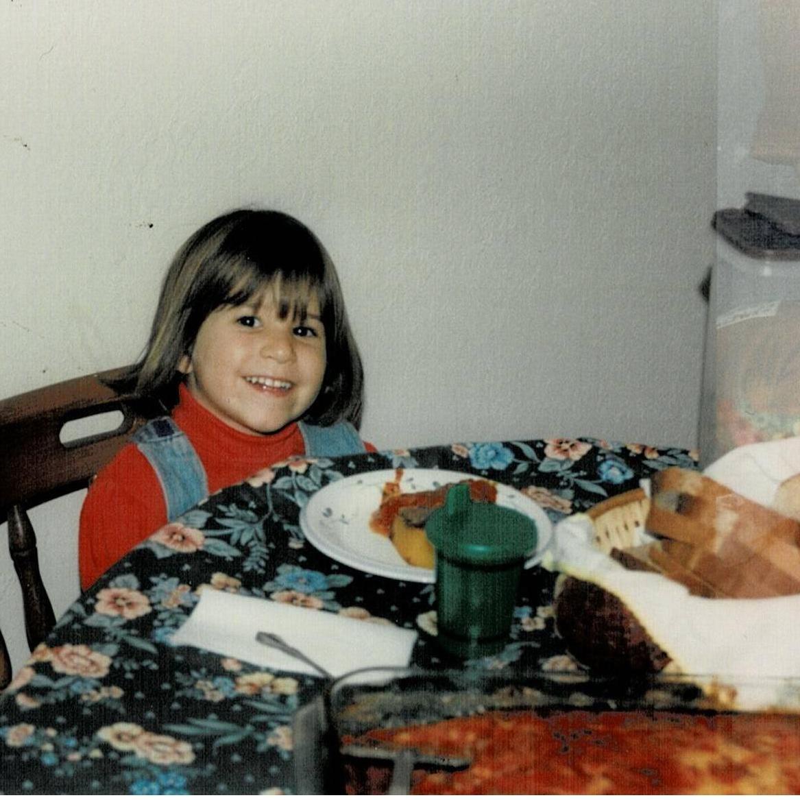 Young Marina eating in style