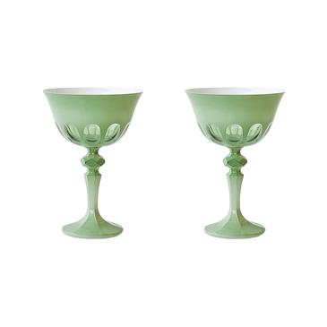 Rialto Glass Coupe Set/2, Pale Sage