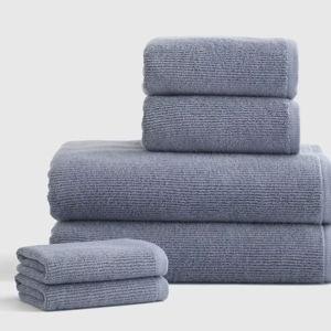Turkish Ribbed Bath Towel Bundle ( Mineral Blue)