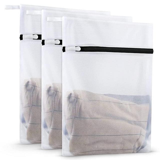 Set of 3 Durable Mesh Laundry Bags for Delicates,Have Hanger Loops (3 Medium 16 x 12 inches)