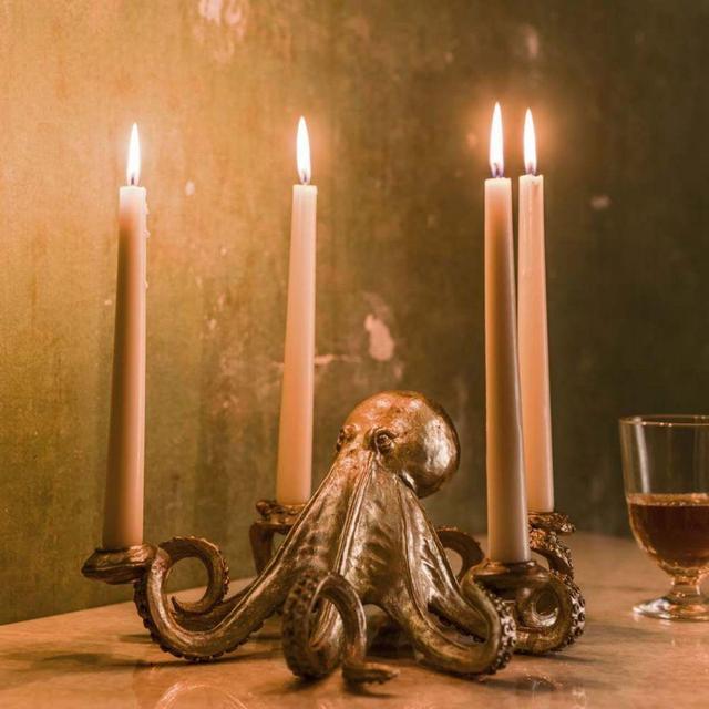 Gold Octopus Candlestick Holder