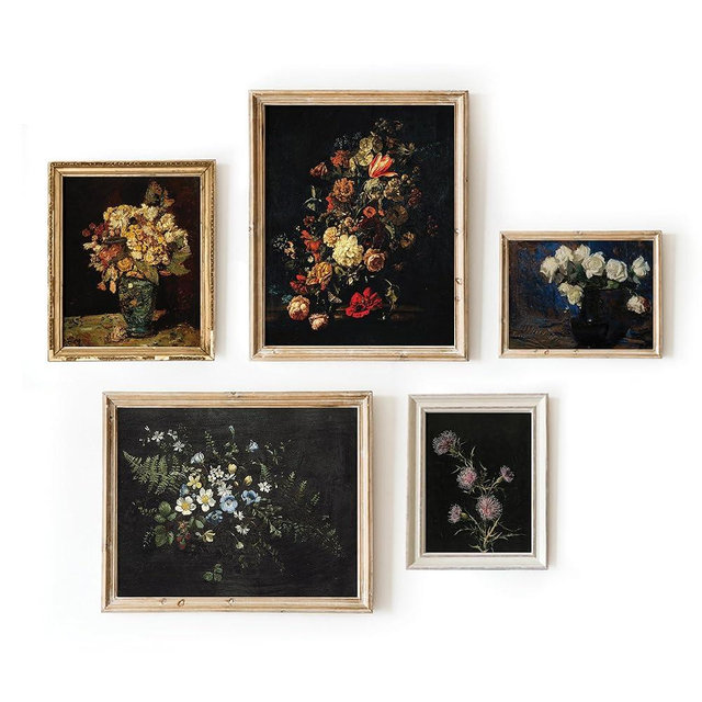 Vintage Art Prints, Vintage Botanical Wall Art, Botanical Prints For Framing, Dark Academia Aesthetic Room Decor, Farmhouse Wall Art, French Country Farmhouse Decor Set 5(11x14 IN UNFRAMED)