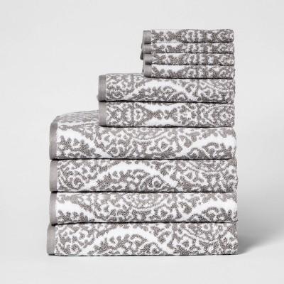 10pk Towel Set Classic Gray Ogee - Threshold™