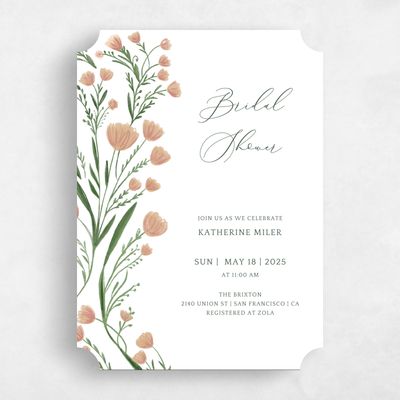 Pink Ticket Wedding Wedding Shower Invitation - Pemberton Portrait