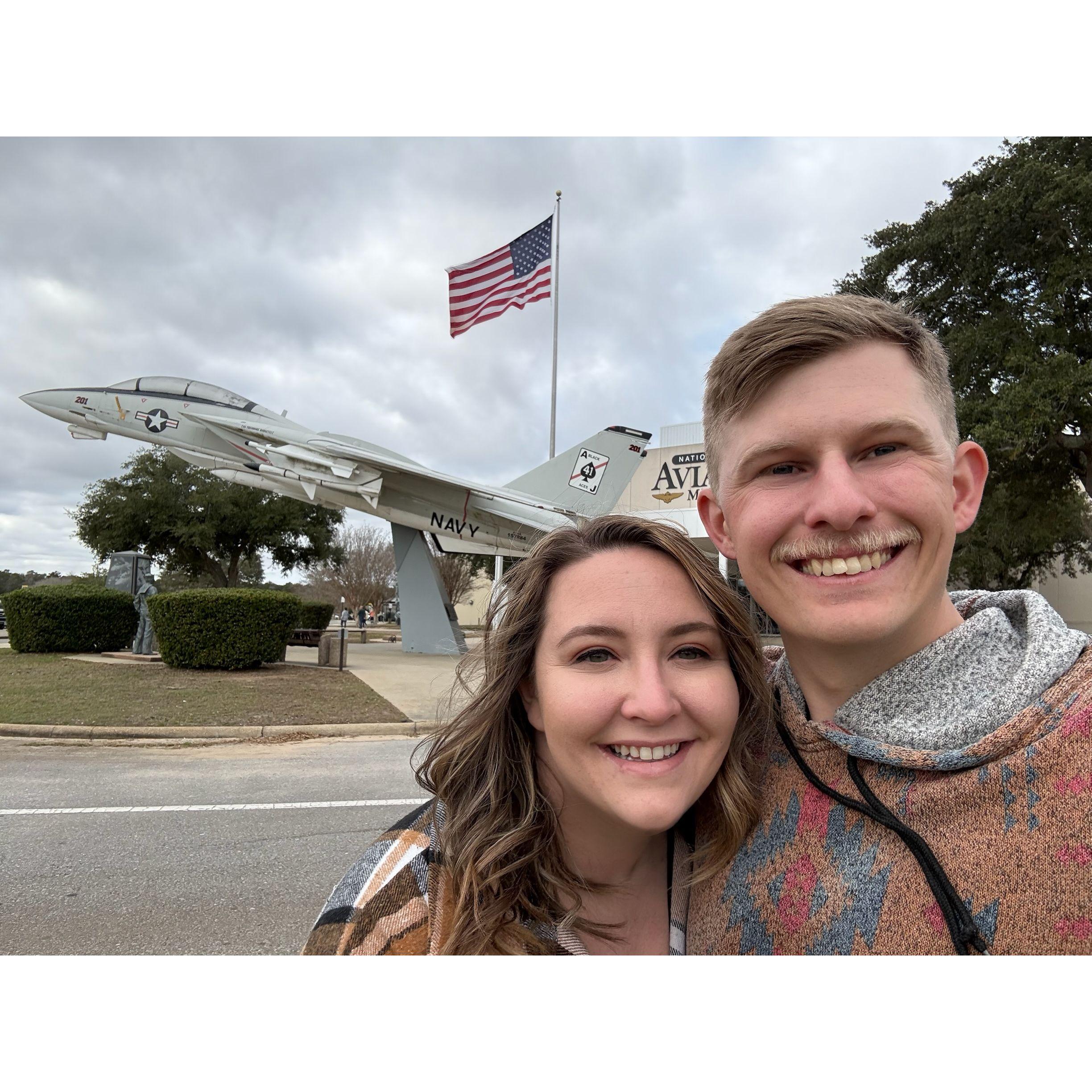 Flying high on love at the museum, even if we didn't go inside.