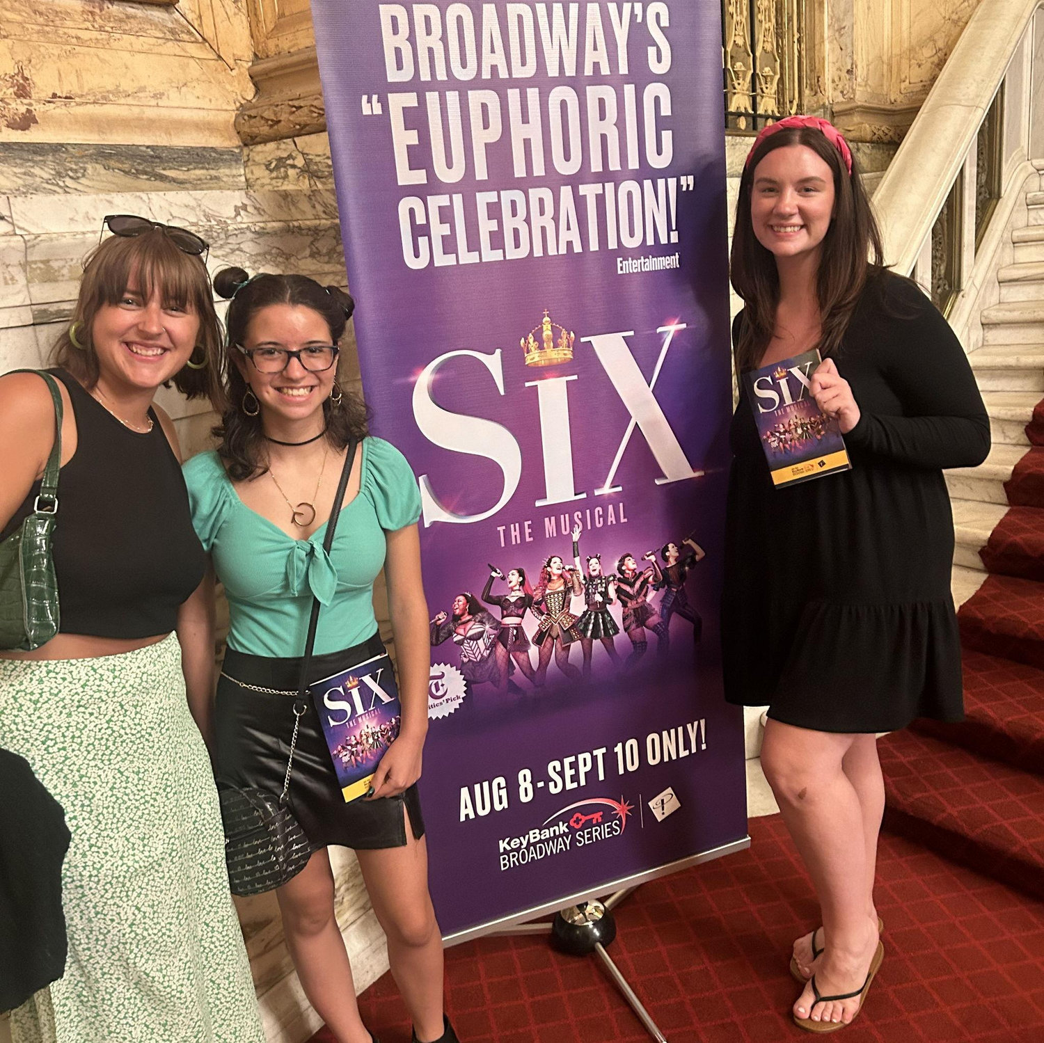 Amy with maid of honor Alyssa and bridesmaid Gabby at one of many shows at Playhouse Square