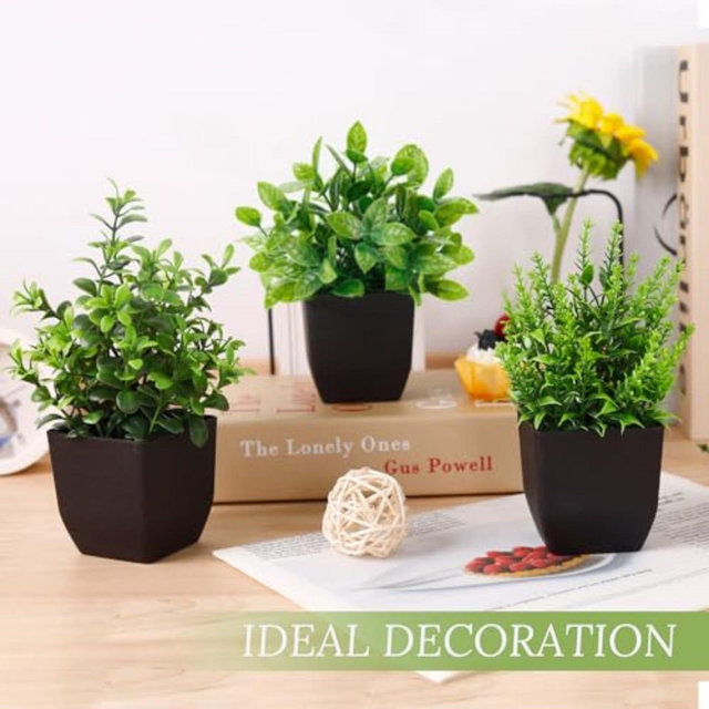 Set of 4 Fake Plants Mini Artificial Greenery Potted Plants for Home Decor