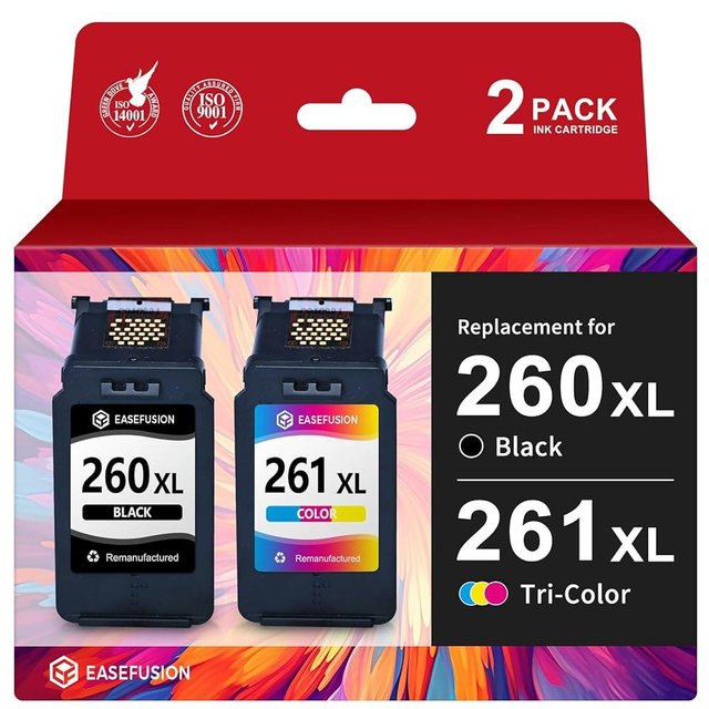 EaseFusion 260XL 261XL Replacement for Canon 260 and 261 Ink Cartridges PG-260 CL-261 Compatible with Canon Pixma TS6420a TS6420 TS6400 TR7020a TS5320 TR7000 TS5300 TR7020 Printer Ink Cartridges