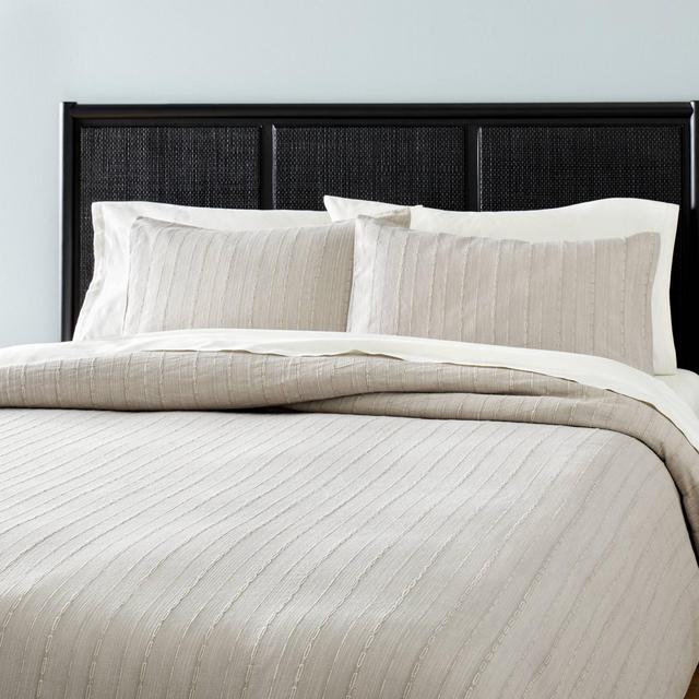 3pc Full/Queen Washed Loop Stripe Duvet Cover Bedding Set Gray - Hearth & Hand™ with Magnolia