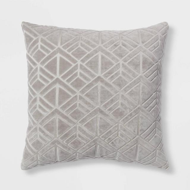 Euro Carved Velvet Jacquard Decorative Throw Pillow Gray - Threshold™