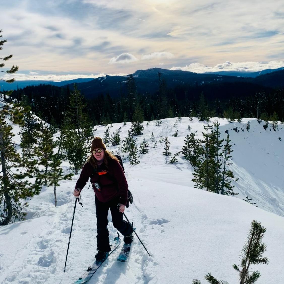 Splitboarding up Mount Saint Helens