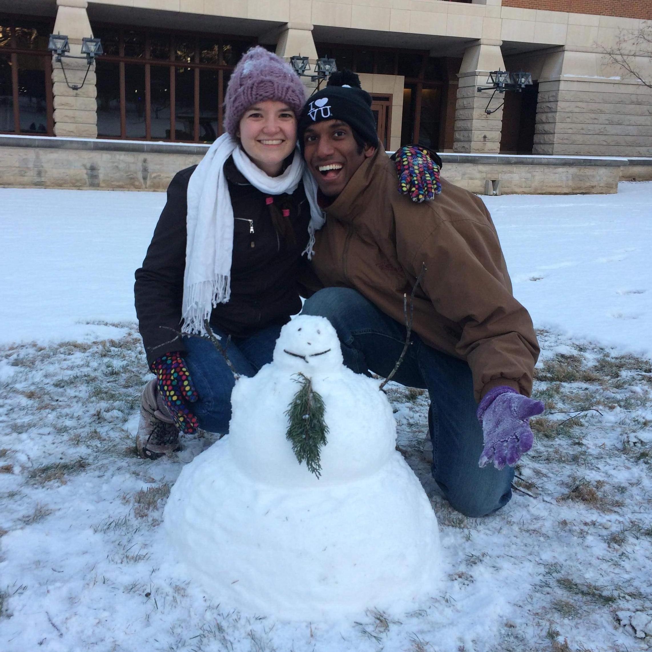When it snows a few inches in Nashville, everything shuts down and it's the perfect time to play in the snow! We're very proud of our little snowman :)