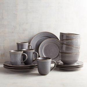 Reactive Gray 16-Piece Dinnerware Set