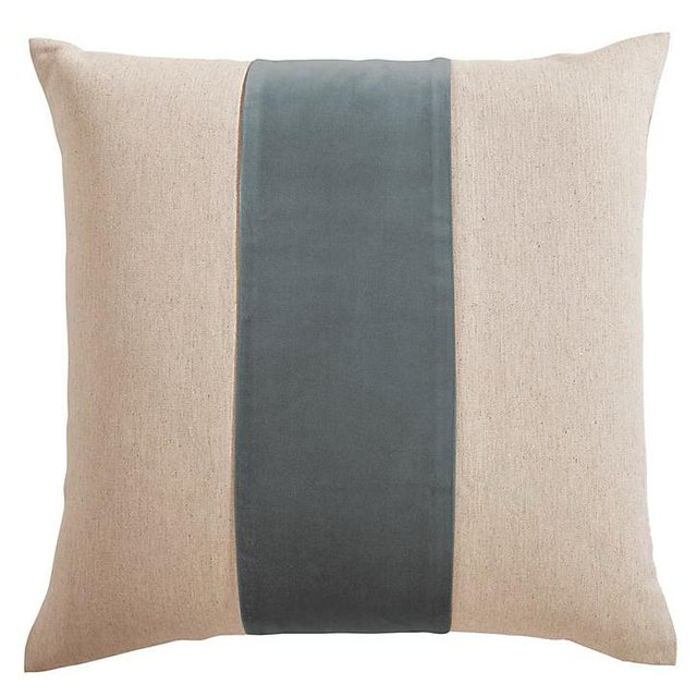 Oasis Velvet Colorblock Natural Linen Pillow