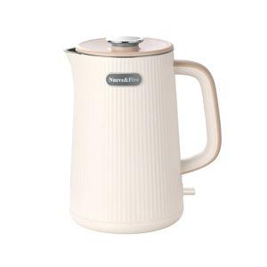Nueve&Five 1.7L Electric Kettle,Double Wall Electric Tea Kettle,Auto Shut Off,1200W Hot Water Kettle Electric of 304 Stainless Steel-Cream White