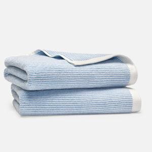 Brooklinen Striped Cerulean Plush Turkish Cotton Bath Towels