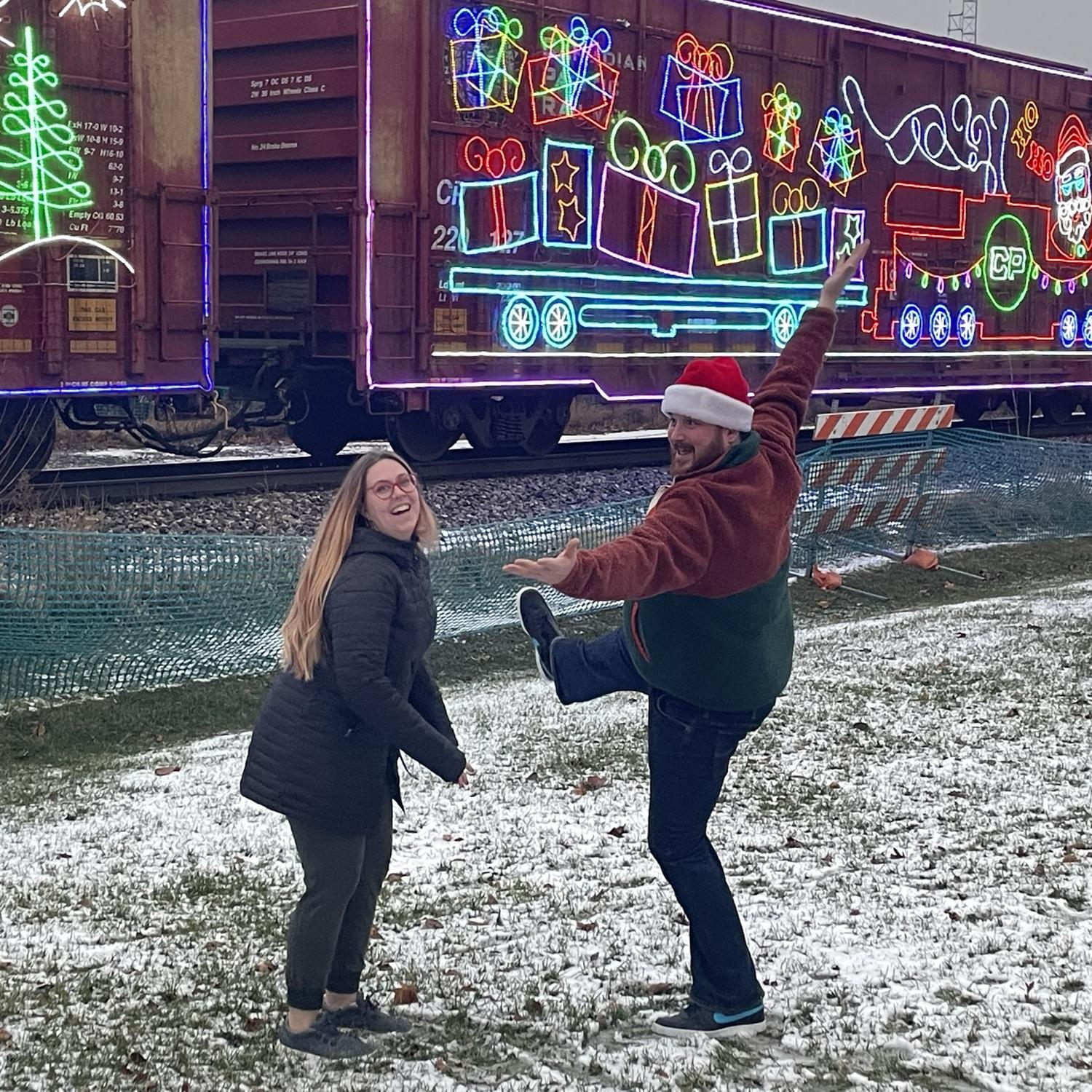 Our first Christmas together! Nothing shows the spirit like a holiday train!