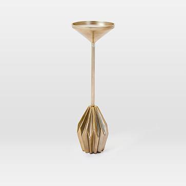 Faceted Brass Drink Table, Antique Brass