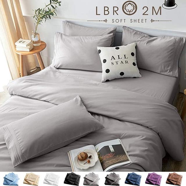 LBRO2M Bed Sheet Set Queen Size 6 Piece 16 Inches Deep Pocket 1800 Thread Count 100% Microfiber Sheet,Bedding Super Soft Comforterble Hypoallergenic Breathable (Grey)
