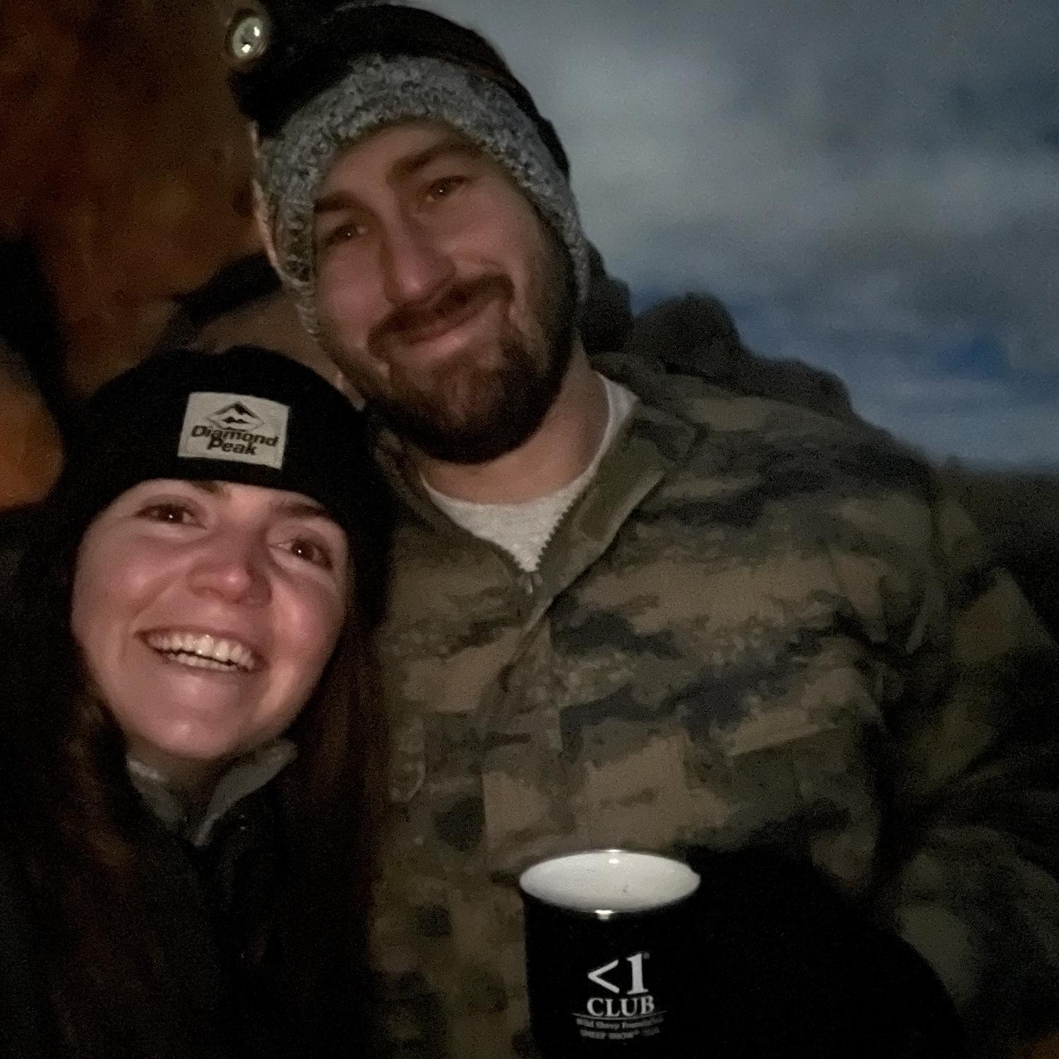 Photo taken after we got engaged while having a camp fire in the BLM land.